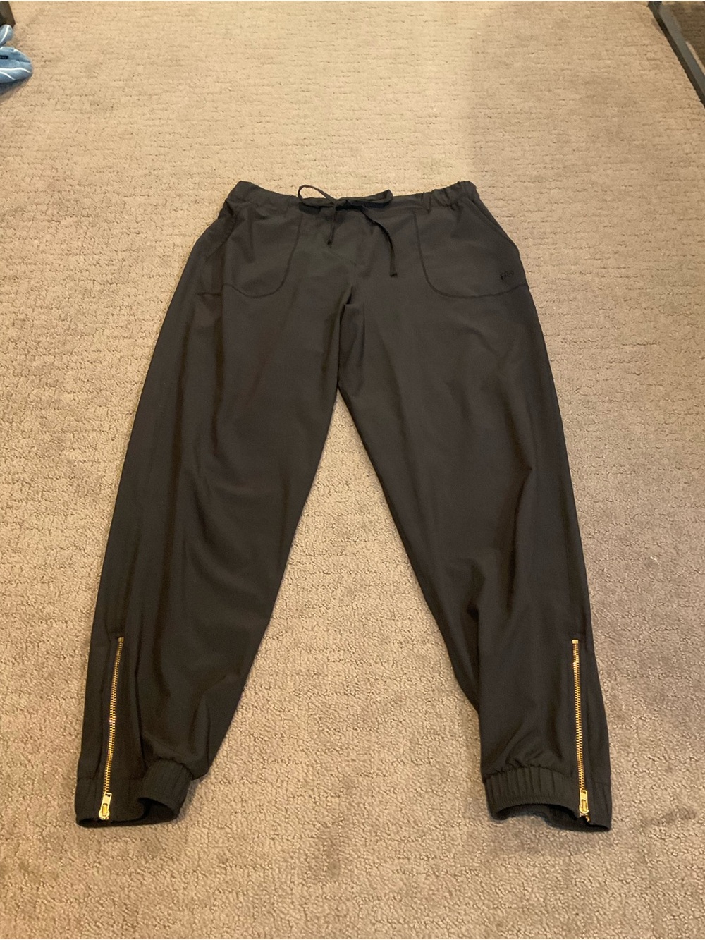 Albion Black Joggers with Gold Ankle Zippers